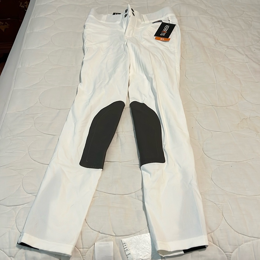 White Kerrits knee patch riding breech